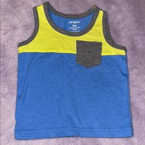 Carter’s Baby Boy Blue, Grey, & Neon Green Color Block Tank Top Size 3 Months